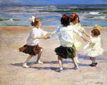 バラ色の印象派のビーチを巡る エドワード・ヘンリー・ポットハスト Oil Paintings